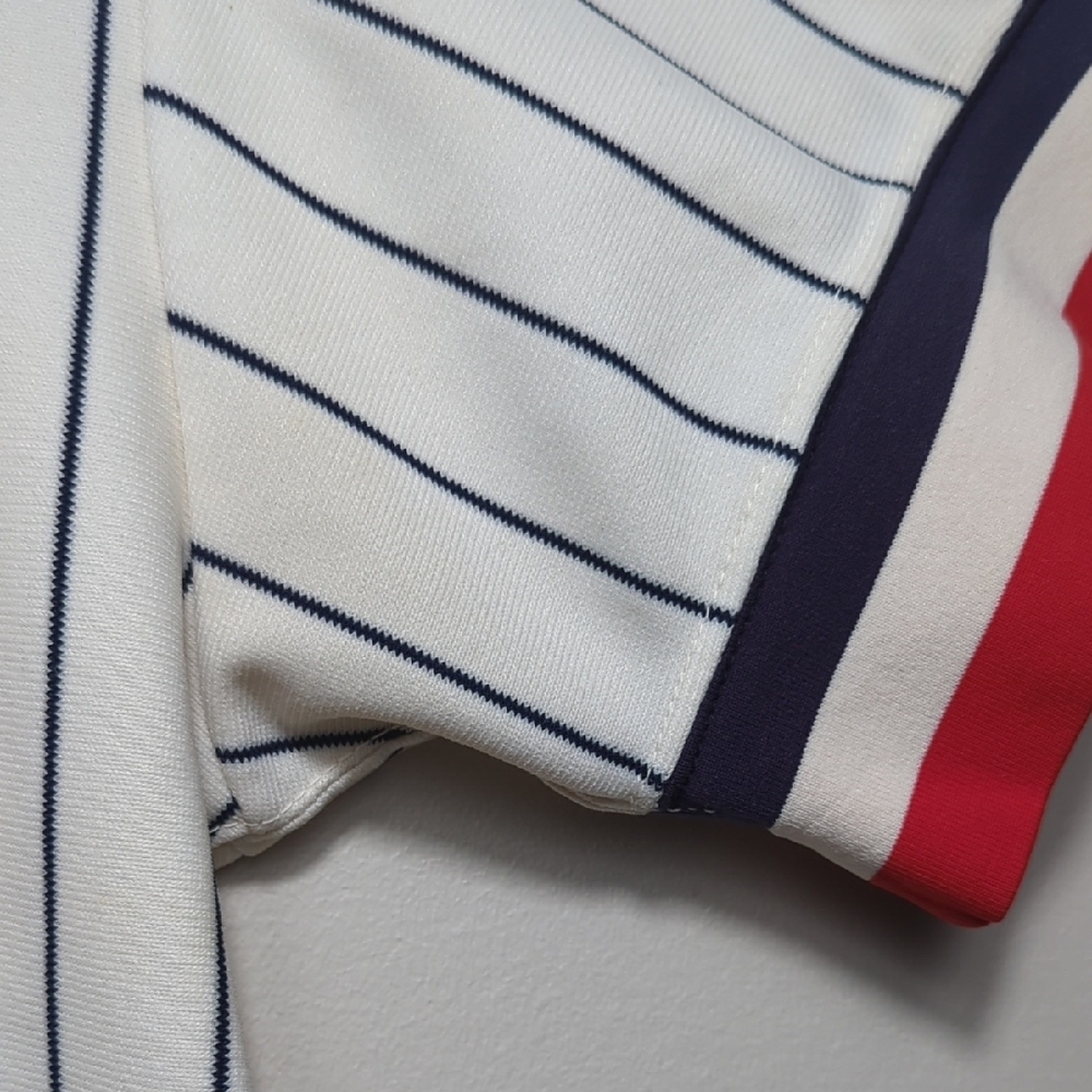 Vtg 70s 80s Wilson Baseball Uniform Jersey Pinstripe White Blue Red 16 USA SMALL - Picture 11 of 15
